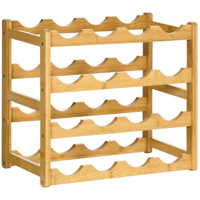 Wine Rack Made of Bamboo for 16 Wine Bottles, 4 Shelves, 43 Cm X 23.5 Cm X 38 Cm, Natural