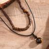Men's European & American Turquoise and Wooden Beads Necklace Set - Simple, Versatile Sweater Chain