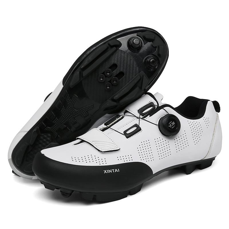 Outdoor Cycling Shoes Breathable Bicycle Shoes Men'S And Women'S Rotating Buckle Mountain Lock Highway Lock Unlocked Leather Surface