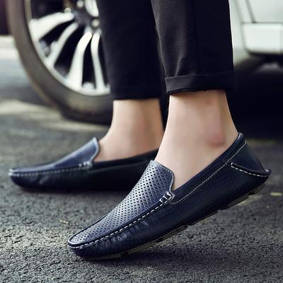 Mocasini de vară din piele naturală pentru bărbați, mocasini respirabili, pantofi de barcă pentru bărbați, pantofi clasici de condus pentru bărbați, pantofi plați de lux cu goluri pentru bărbați