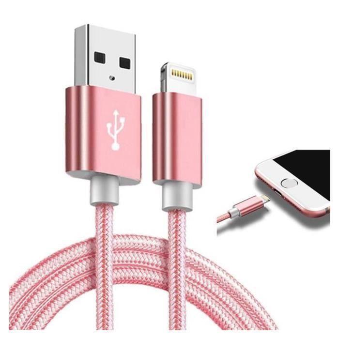 Set mit 10 robusten Ladekabeln 1 Meter Ladegerät für iPhone SE 2020 4,7" Farbe Rosa - Marke Yuan Yuan