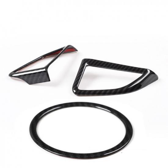 3X Steering Wheel Cover Trim Frame Ring Carbon Fiber For Chevrolet Camaro 2017+