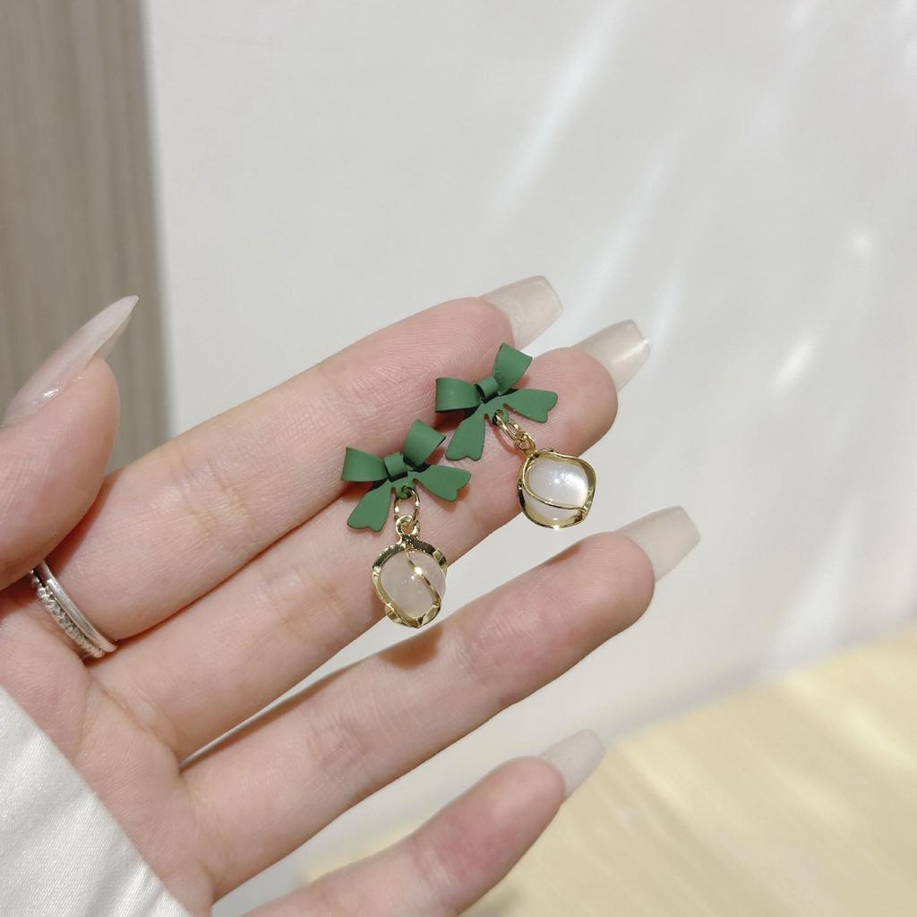 Elegant Floral Bow Earrings - High-End French Design for Women