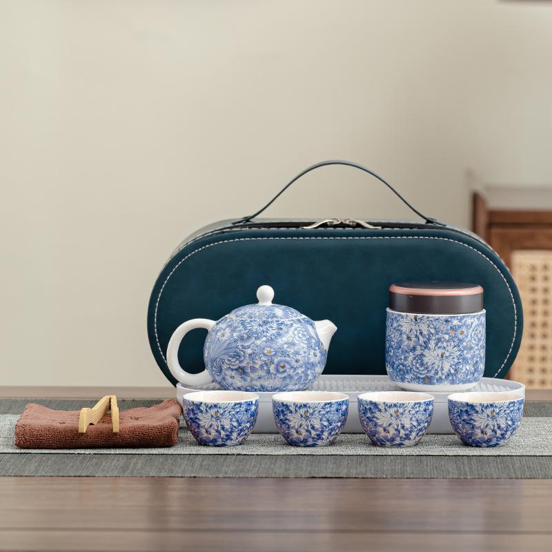 

Дорожный чайный набор Белый фарфор цветок легкая роскошь портативный