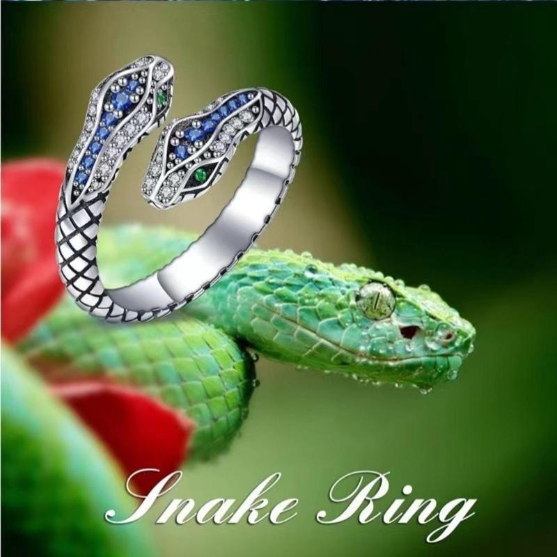 Mode Offene Ringe Vintage Schlangenring Legierung Stapelringe Verstellbarer Tier Fingerring Punk Schmuck für Männer Frauen