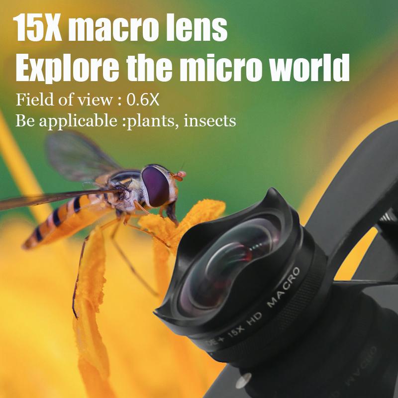 15x 120 Degree 2-in-1 Wide Angle Lens for Android Phones Mobile Phone Macro Lens for Smart Phones