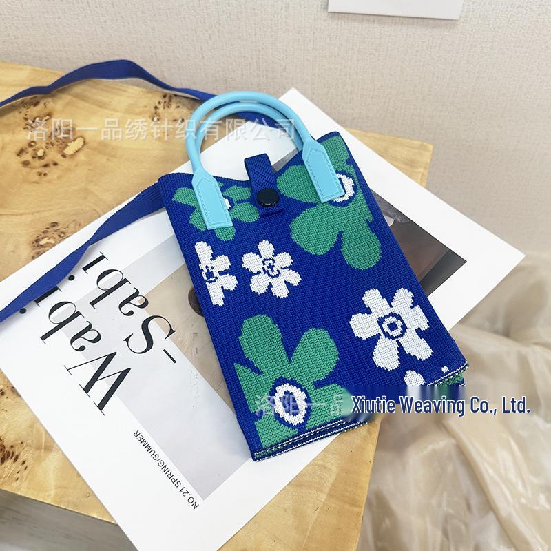 Cute Cartoon Dopamine Knit Crossbody Phone and Coin Bag