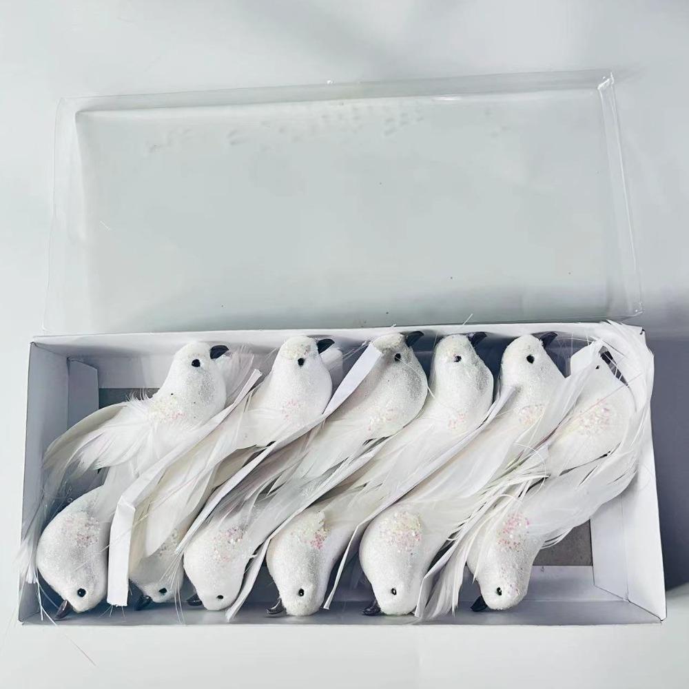 6PCS Statue Simulation Birds with Clip Artificial Foam Feathers Birds  For Wedding Christmas Home