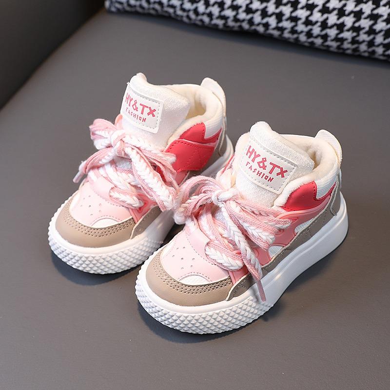 

Зимние детские плюшевые теплые повседневные спортивные туфли 33 розовый