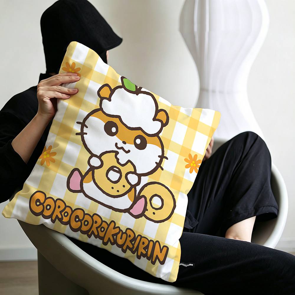 Cute Anime H-Hamtaro Cushion Cover Pillowcase Upholstery Sofa Throw Pillow Home Decor Pillowcas