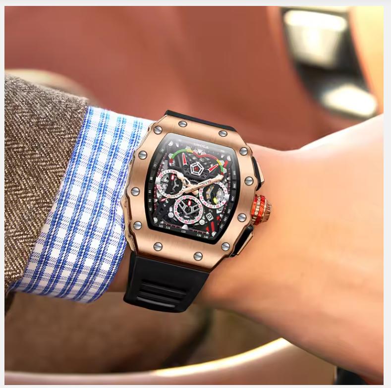 Xiaomi Dropshippng Quartz Men Watch Top Brand Tonneau Stainless Steel Shell Sport Wristwatch Fashion Black Silicone Type Mille Relojes