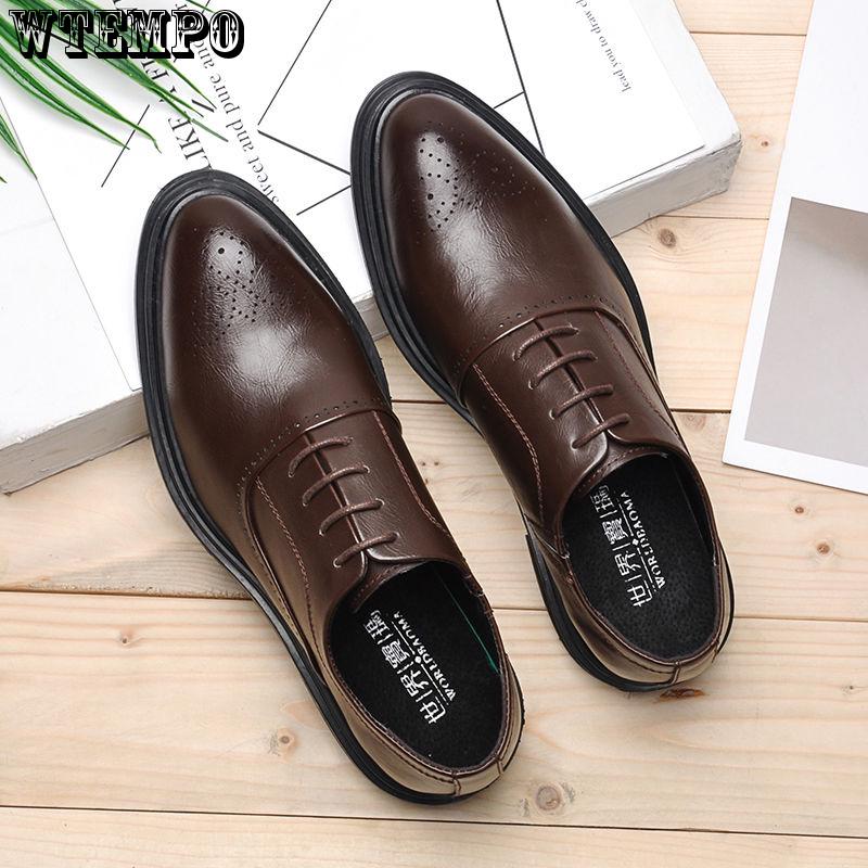 Men's Business Dress Casual Shoes British Pointed Increase Brock Men's Shoes Wedding Shoes