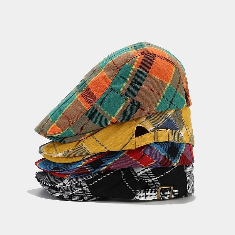 Classic Plaid Beret Hat For Women Men With Sun Protection Cotton Spring Summer Fashion Accessory