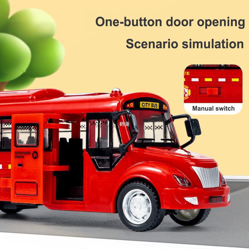 Dual Inertia Sliding Campus Bus Car Model Simulation Sound and Light Music Educational Toy Bus Car Toy Children's Birthday Gift
