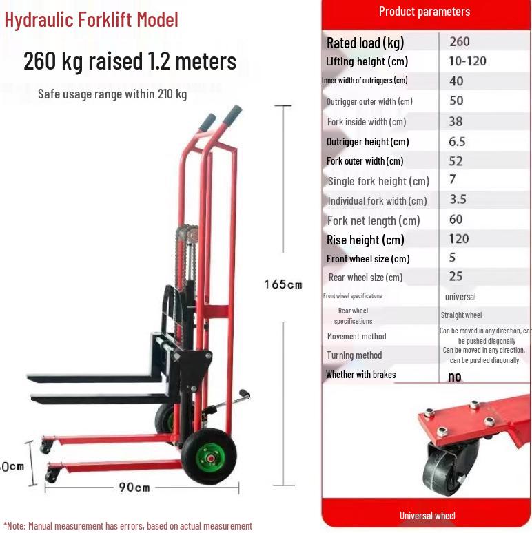 Compact Lightweight Electric Manual Hydraulic Forklift with Foldable Stacker