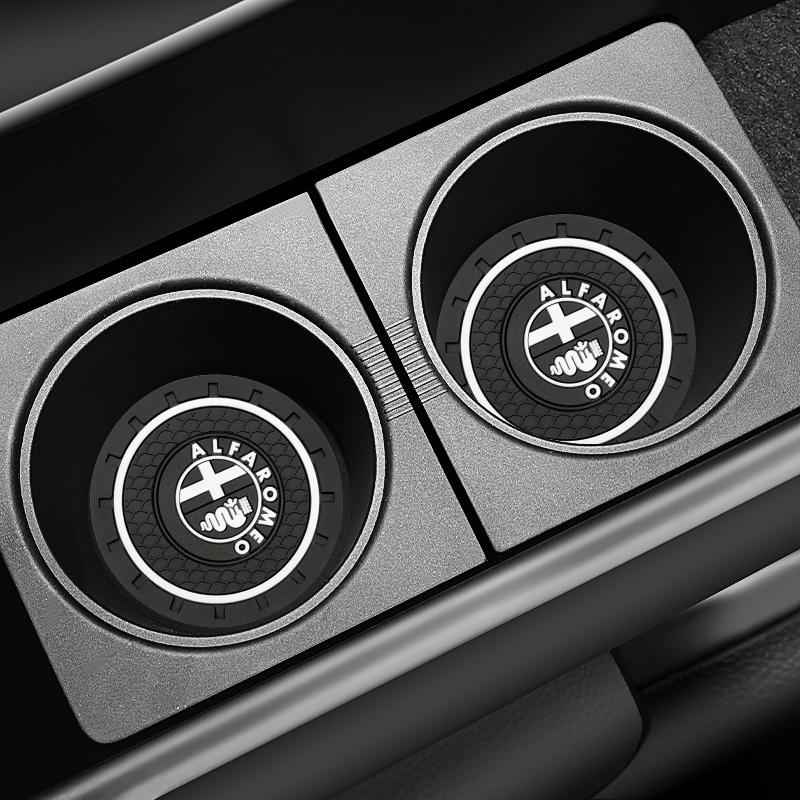 UZTG9 Car Cup Holder Coaster Non Slip Pad Mat Interior Decor Accessorie For Alfa Romeo Giulia Stelvio Giulietta 156 159 147 Mito