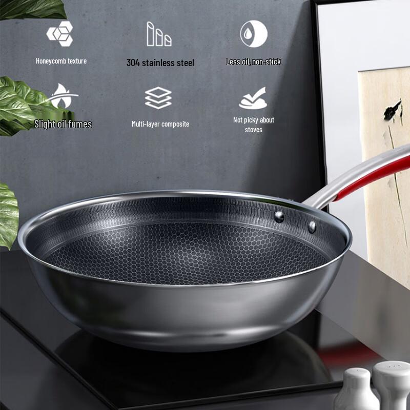 Kangbach 304 Stainless Steel Honeycomb Wok