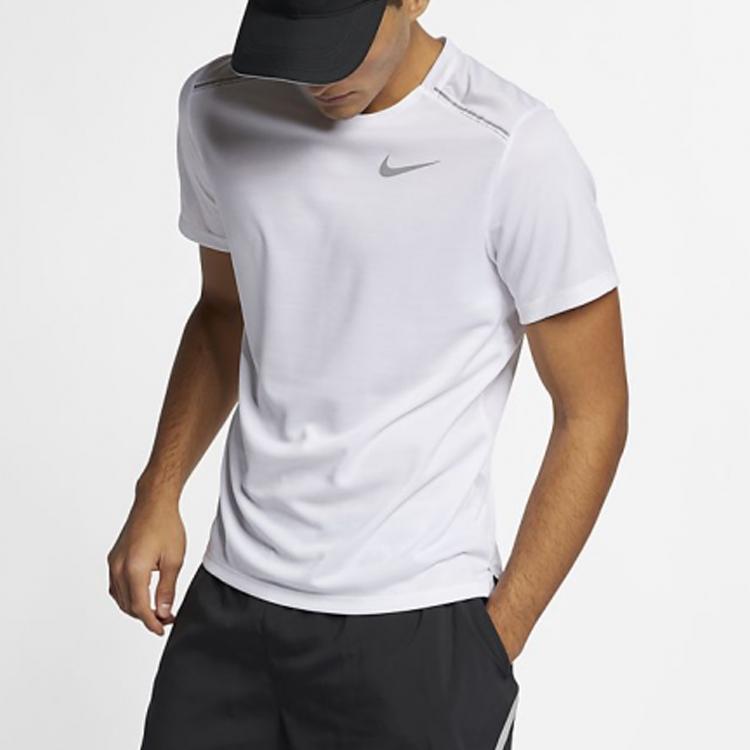 Nike Dri-Fit Miler Running Quick-Dry Crew Neck T-Shirt Men Tops White AJ7566-100