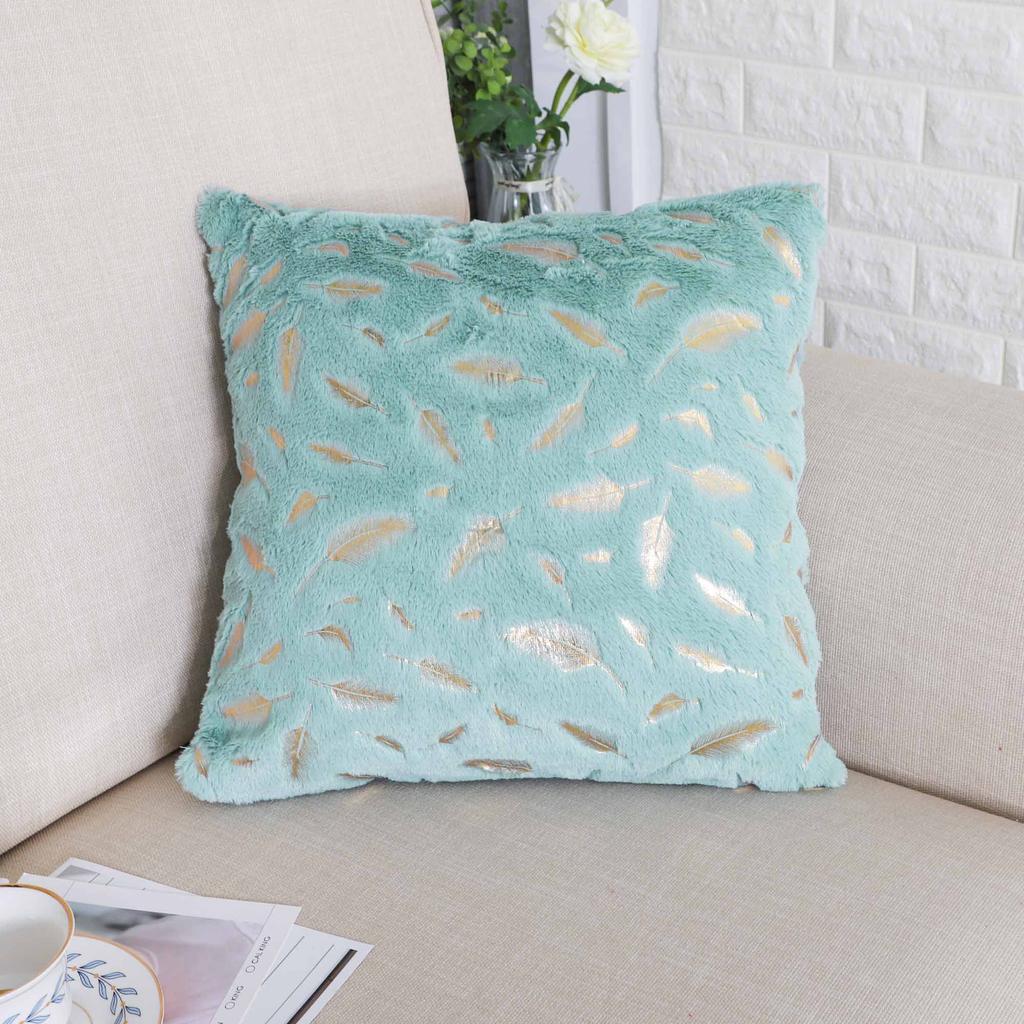 Decorative Pillowcase, Feathers, Light Green