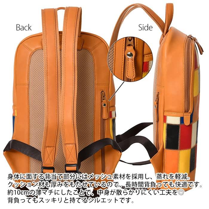 DPC261M Daypack Backpack Cowhide Glove Leather Patchwork Couple Double Zipper Multicolor [Tryon] Opening/Close Men's