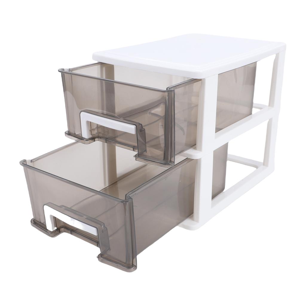 Schreibtisch mit 2 Schubladen, Kunststoff, stapelbar, transparent, Desktop-Aufbewahrungsbox für Büromaterial, für Zuhause, Wohnheim