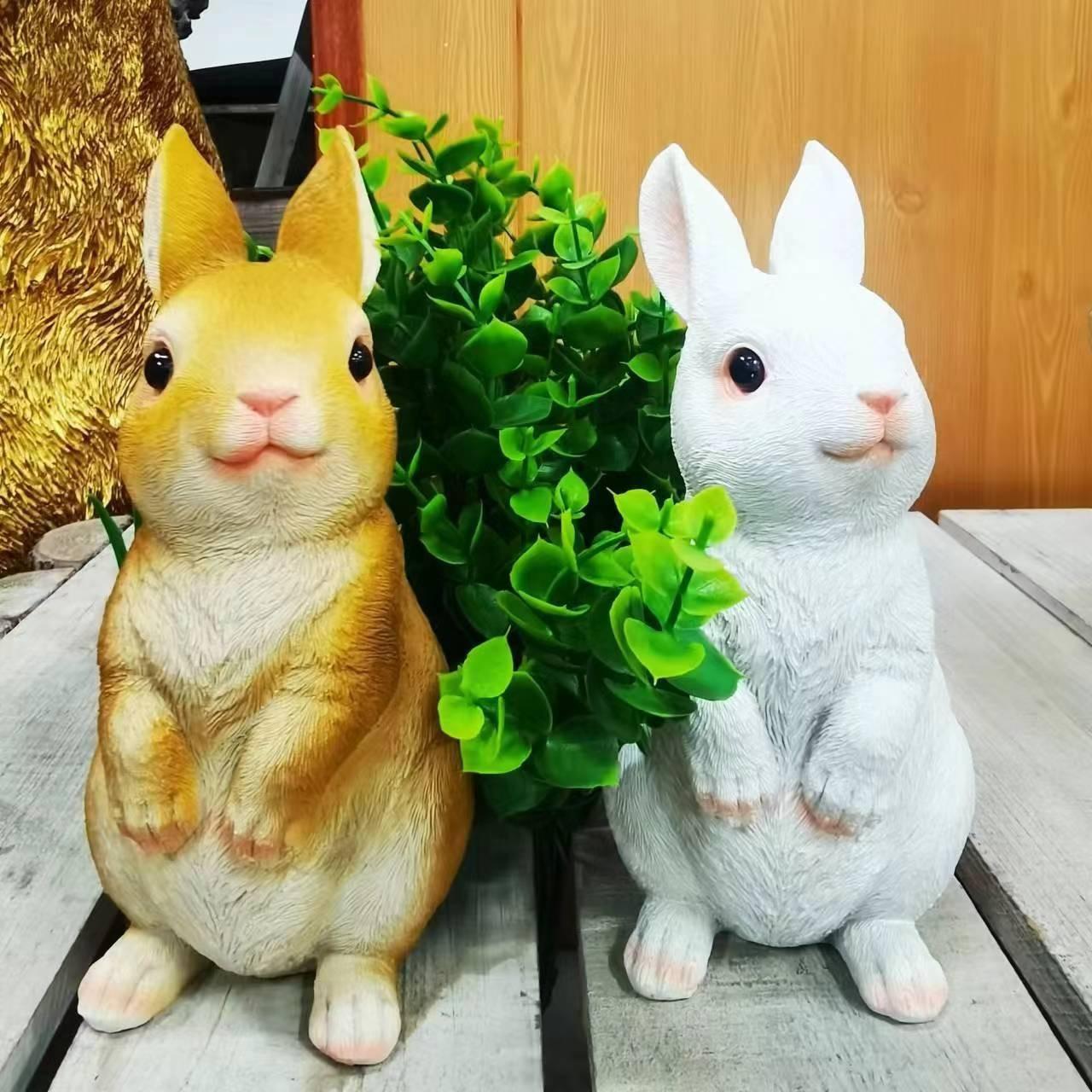 

Easter Bunny, Resin Ornament, Couple Design, Simulated Rabbit, Statue Decoration, Garden Lawn Decoration, Handicrafts 8.5*9*18CM коричневий