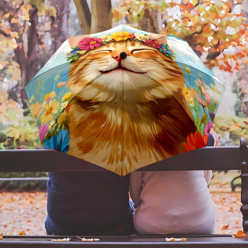 cat 3 Printed umbrella windproof folding umbrella portable sun and rain umbrella suitable for gifting