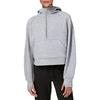 Stand Collar Long Sleeve Front Pocket Zipper Half Placket Thumbhole Design Fleece Lining Women Hoodie Autumn Solid Color Loose H