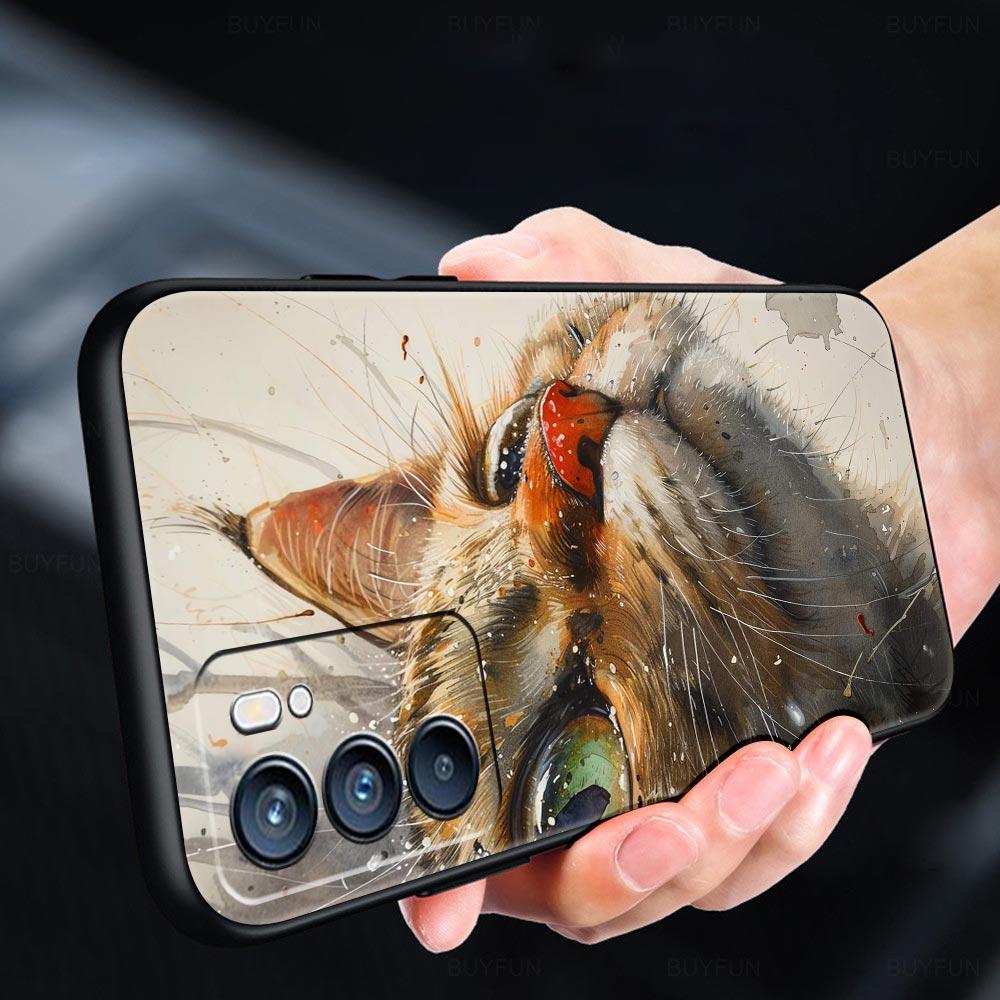 Cute Cat Phone Case For Oppo Reno 13 12 11 10 7 F Find X5 X6 A98 A80 A79 A78 A57 A54 A31 A17 Pro 5G Soft TPU Cover Fundas Capas