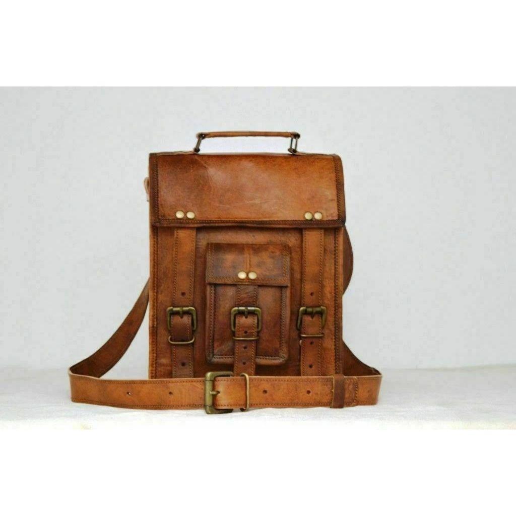 Vintage Leather Messenger Laptop Briefcase Satchel Bag Genuine high grade