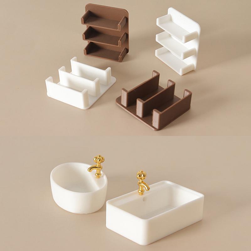 Lavandini per Bagno Casa delle Bambole Scala 1/12 Scaffale a Muro Modello Arredamento Casa delle Bambole Decorazione Micro Scena Giocattoli per Gioco di Finzione
