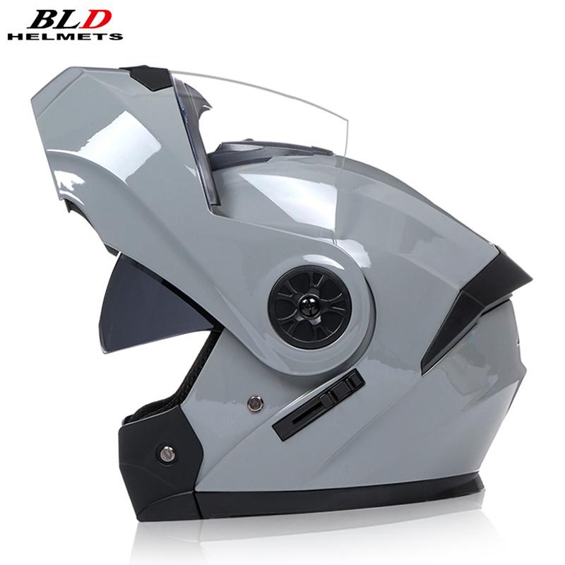 BLD Men Women Fashion Dual Lens Helmets Motocross Racing Modular Flip Up Casco Moto Personalised Motorcycle Full Face Helmet