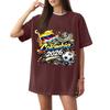 Women's Soccer Letter Print T-Shirt, Short Sleeve Casual Top