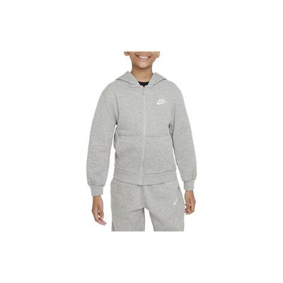 Nike Letter Embroidered Hooded Long Sleeve Jacket Kids Jackets Gray FD3017-063