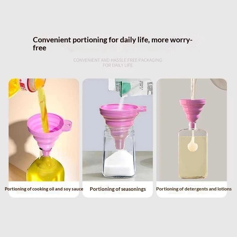 Silicone Collapsible Funnel Food Grade Material Space Saving Design For Kitchen Liquid Transfer Pouring Oil Water Sauce