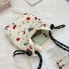 Minimalist Style Drawstring Canvas Crossbody Bag Small Lightweight Shoulder Bag Floral Print Coin Purse Women Girl