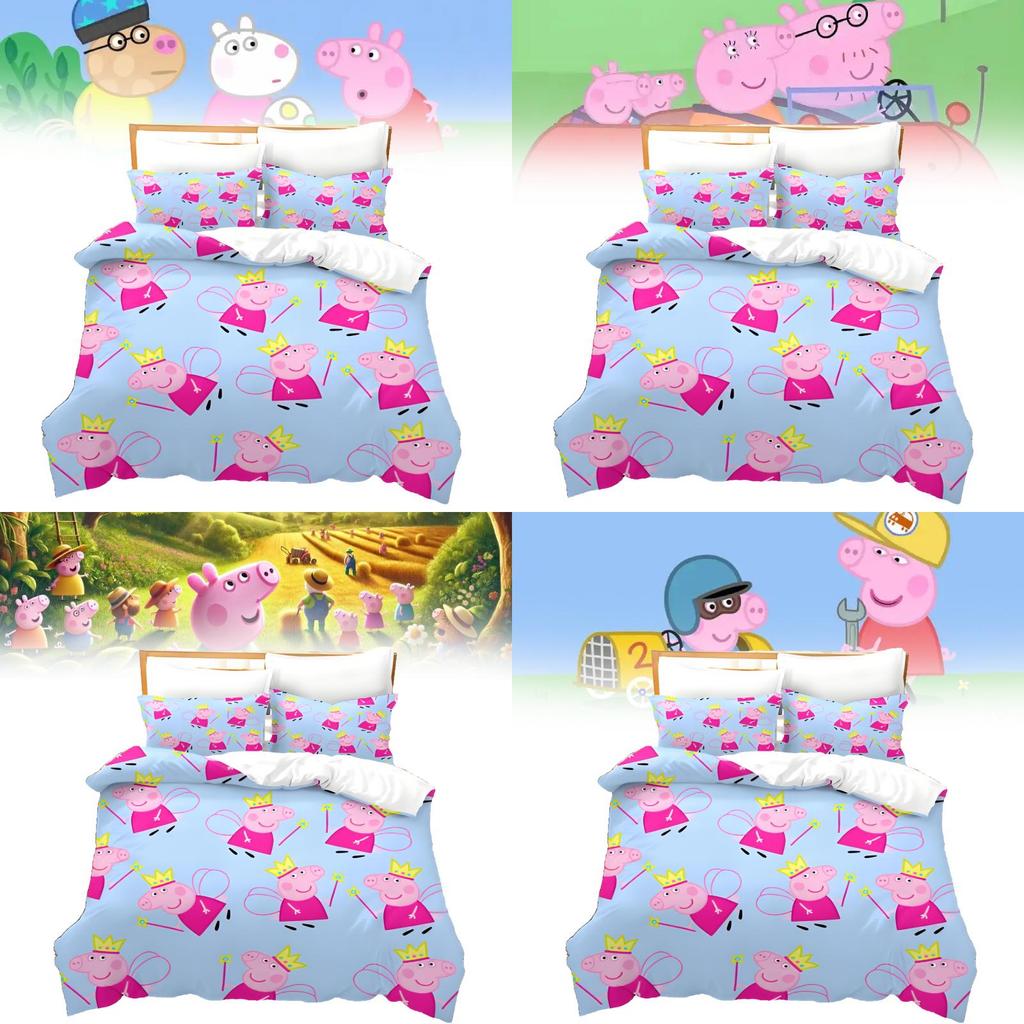 Peppa Pig Cartoon Set With Reactive Printing For Kids Bedroom Decor And Gift
