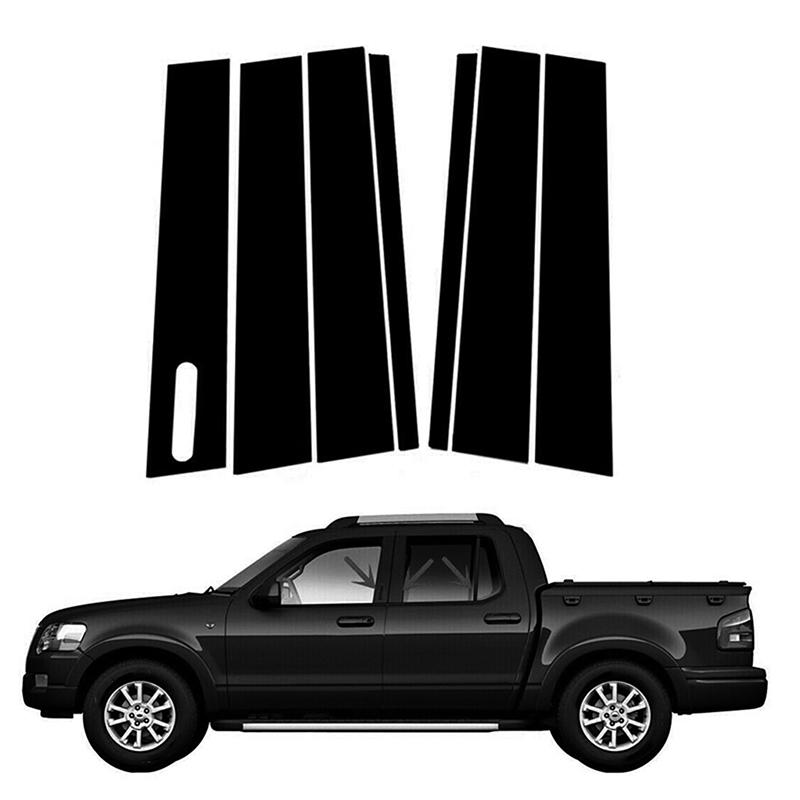 7pcs/set Car Door Window Pillars B-pillar Post Trim Stickers Glossy Black Wrap Films For Ford Explorer Sport Trac 2007-2010 Exterior Accessories
