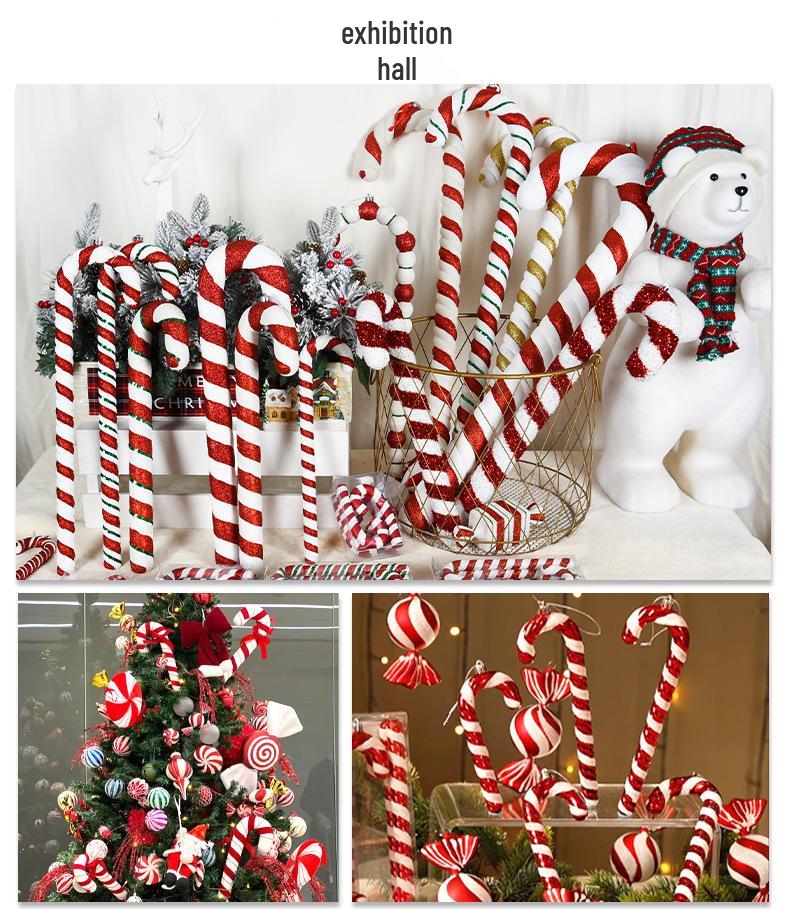 Red & White Sequin Candy Cane Ornament for Christmas Tree