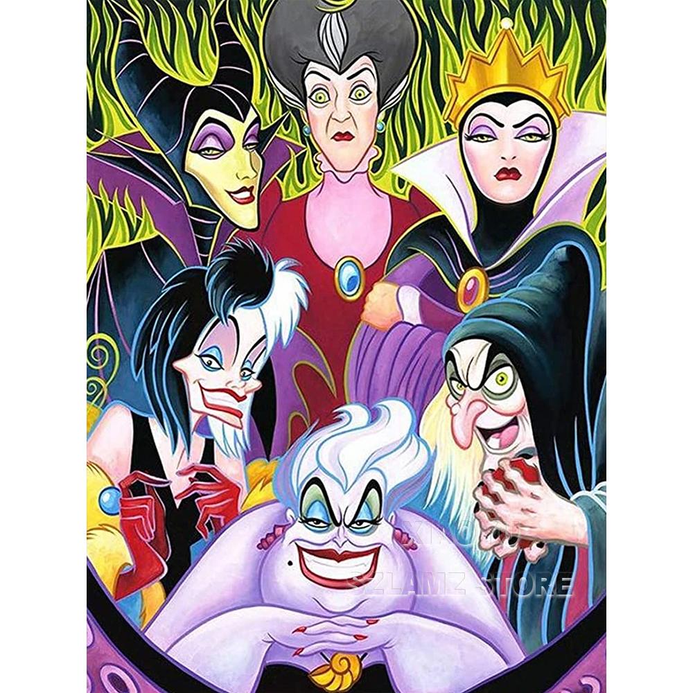 5D DIY Disney Diamond Painting Villains Evil Queen Full Round Cross Stitch Cartoon Art Diamond Embroidery Home Decor