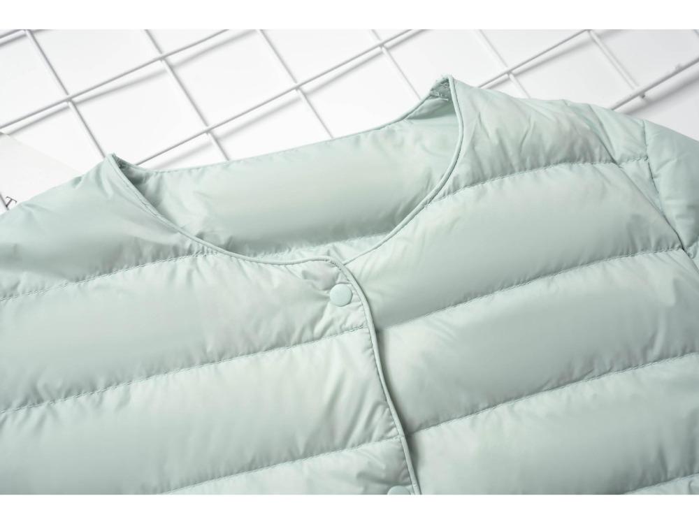 Women's Warm Down Liner Jacket Solid Color Long Sleeve Round Neck Short Style for Autumn Winter