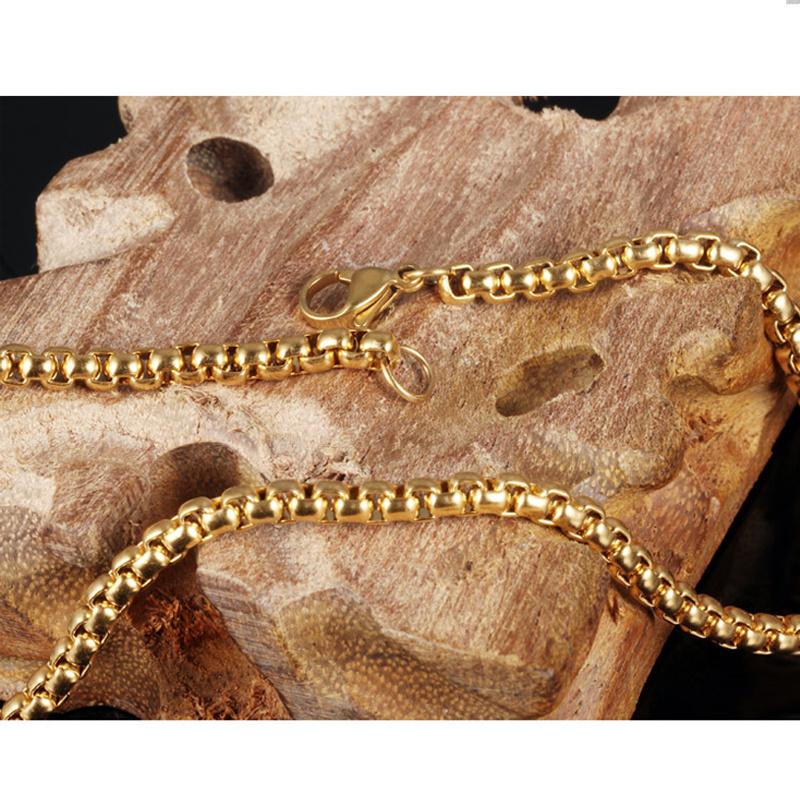 304 Stainless steel Silver/gold/black Men's Square pearl Chain Women Necklace 4mm Width
