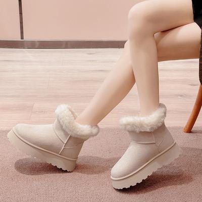 Thick-soled Snow Boots Women's 2024 Autumn and Winter New Versatile Casual Velvet Thickened Medium Tube Outer Wear Northeast Large Size Cotton Shoes