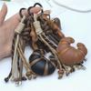 New Braided Rope Croissant Keychain Heart Chocolate Bag Pendant Leather Bread Shape Bag Charms Ornaments Bag Decoration