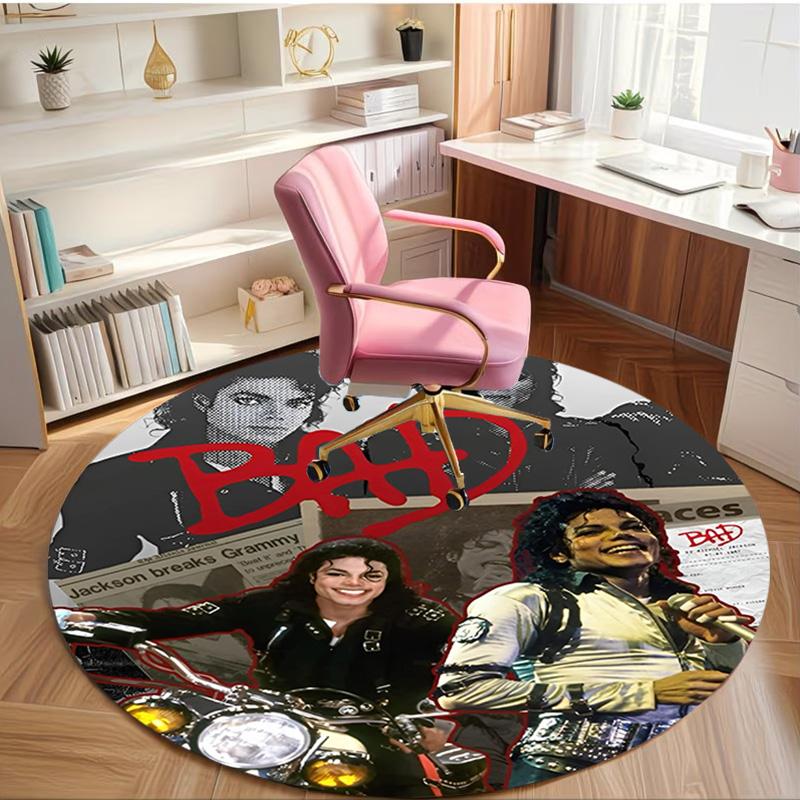 Michael Jackson Print Round Rug, Washable Floor Carpet, For Entryway Dorm Laundry Room Office Study, Home Decor Birthday Christmas Gift
