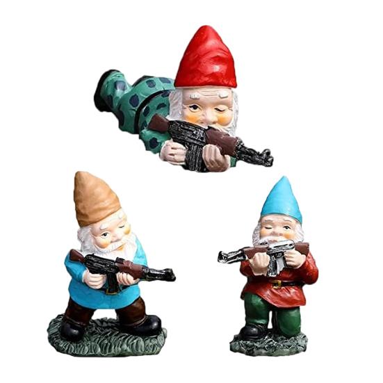 Zahradní střílející trpaslík socha pryskyřice odstřelovač trpaslík ozdoba vojenská trpasličí dekorace