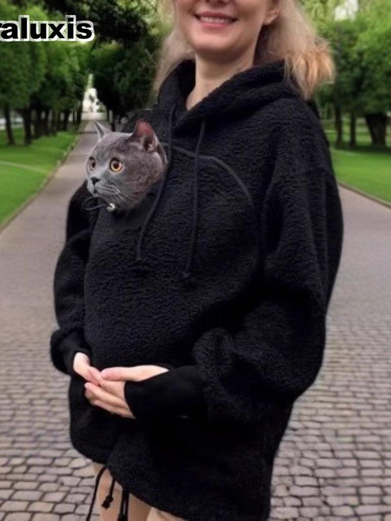 Fleece Hooded Sweatshirt Poncho Loose Casual Warm Sweater