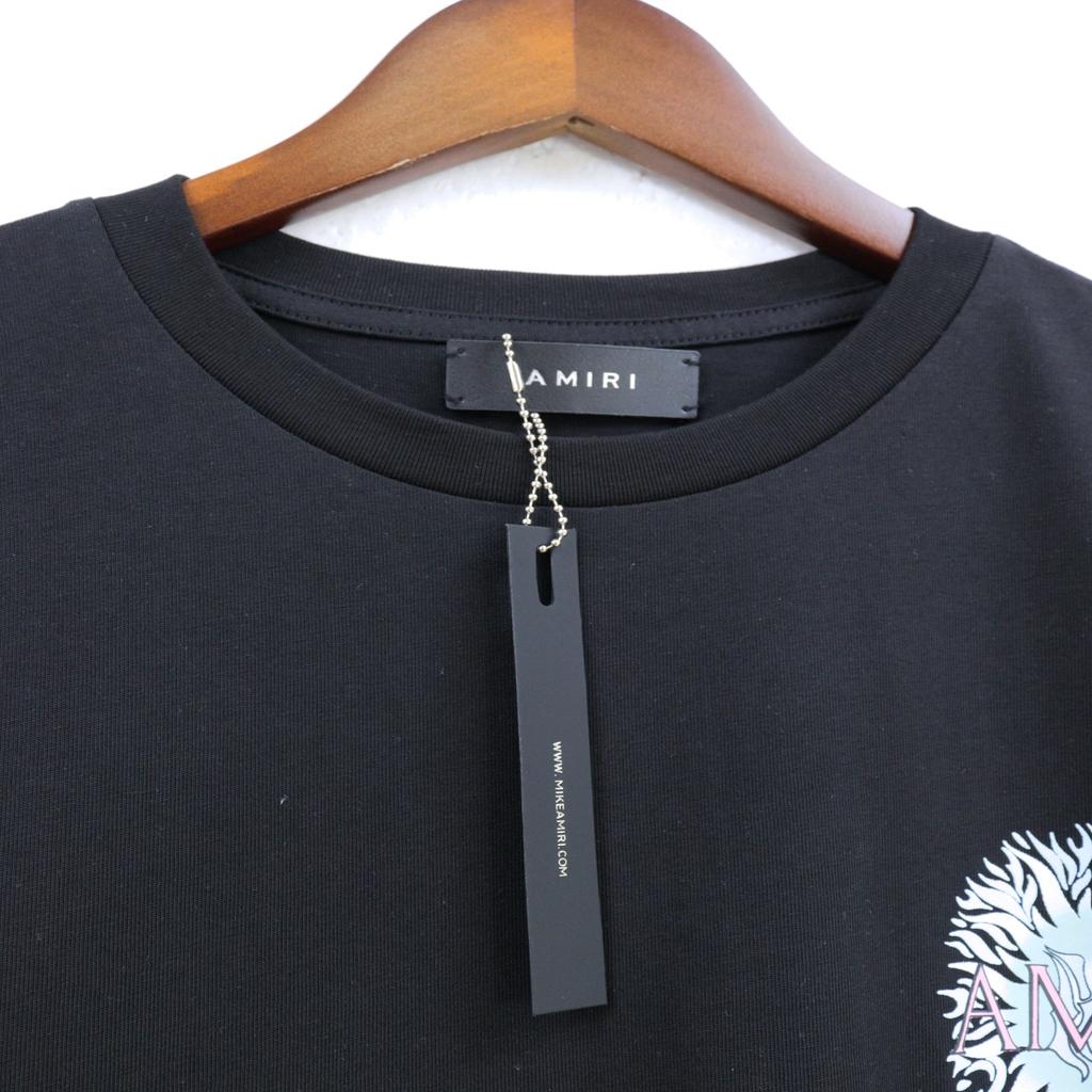 2208 Amiri 2025 Summer New Men's and Women's Loose High Quality Cotton Plus Size T-shirt Couple T-Shirt Sun pattern print