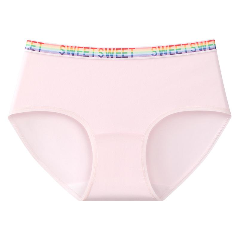 

Women s Rainbow Letter Cotton Underwear - Soft, Comfortable, Breathable, Antibacterial with Extended Crotch. Medium (80-100 lbs) розовый