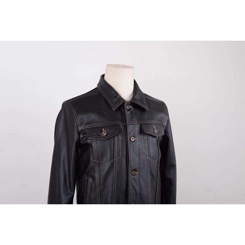 Chinese Size Classic 507 Men Leather Jacket Genuine Cowhide Slim Short Spring Autumn